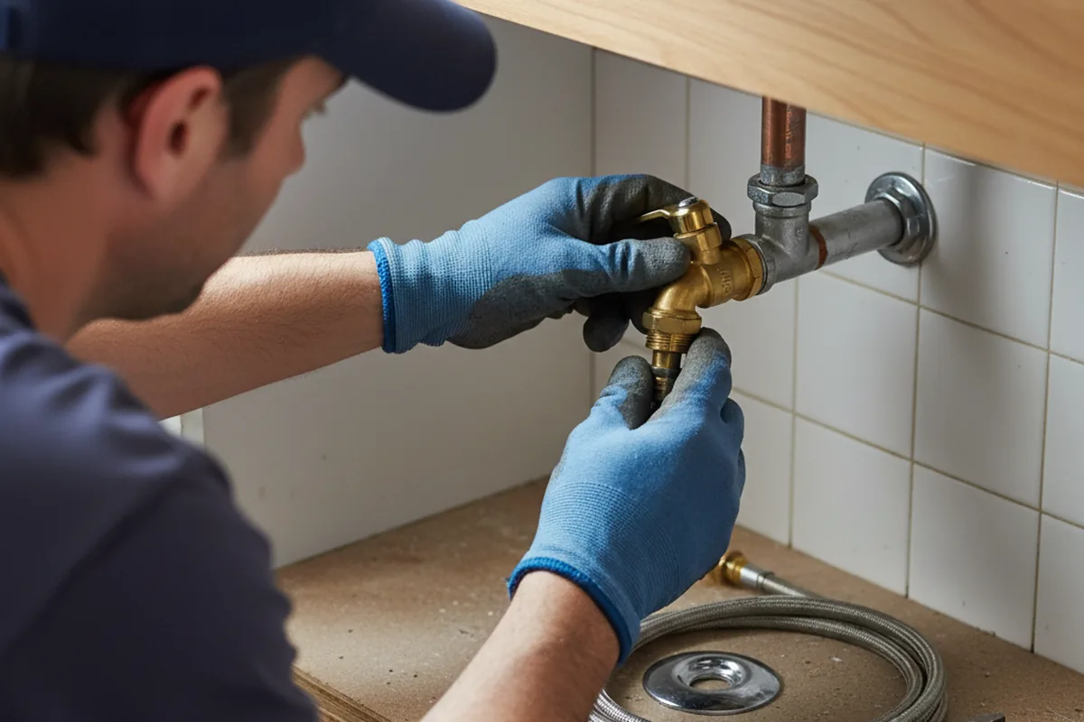 Shutoff valve and fitting work during Emergency Plumbing in Perkinston